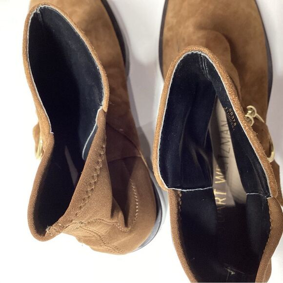 Stuart Weitzman Luxering Suede And Neoprene Ankle Boots In Brown Size 8.5 - Picture 11 of 13